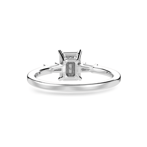 Jewelove™ Rings E VVS / Women's Band only 50-Pointer Emerald Cut Solitaire Baguette Diamond Accents Platinum Ring JL PT 1124-A