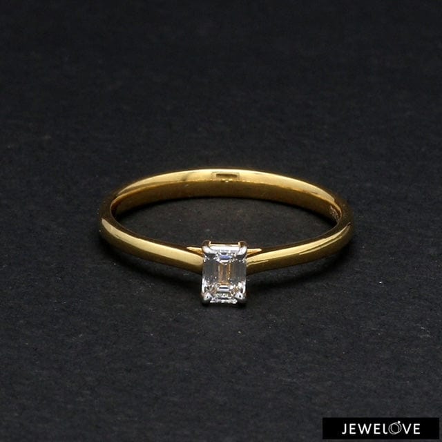 Jewelove™ Rings Women's Band only / VVS E 50-Pointer Emerald Cut Solitaire Diamond 18K Yellow Gold Ring JL AU 19005Y-A