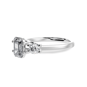 Jewelove™ Rings E VVS / Women's Band only 50-Pointer Emerald Cut Solitaire Diamond Accents Platinum Ring JL PT 1232-A