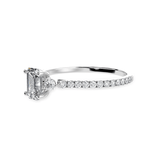 Jewelove™ Rings E VVS / Women's Band only 50-Pointer Emerald Cut Solitaire Diamond Accents Shank Platinum Ring JL PT 1242-A