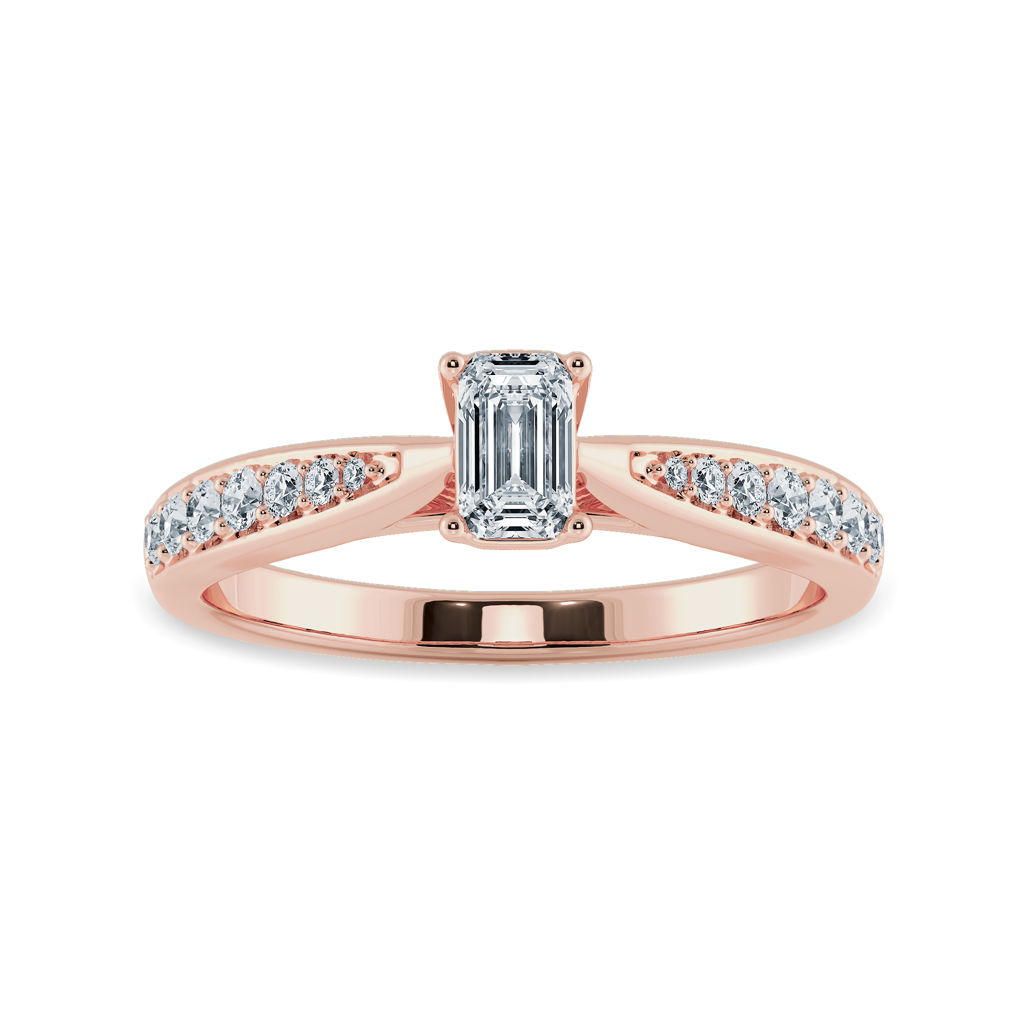 Jewelove™ Rings Women's Band only / VVS E 50-Pointer Emerald Cut Solitaire Diamond Shank 18K Rose Gold Solitaire Ring JL AU 1280R-A