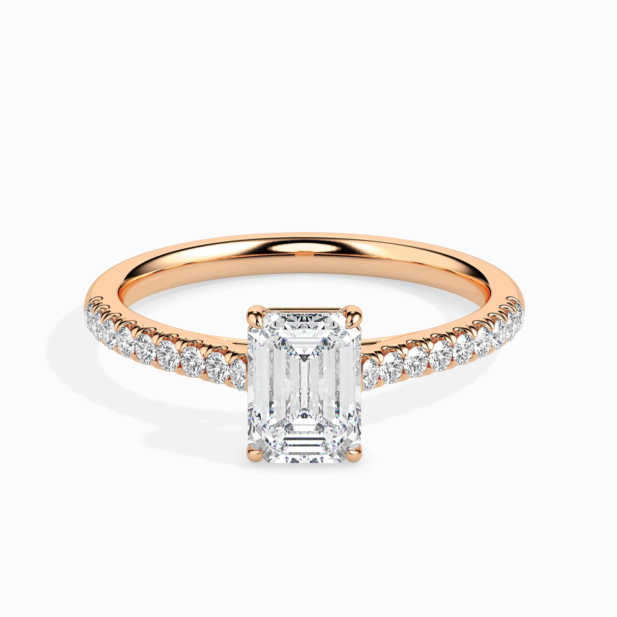 Jewelove™ Rings Women's Band only / VVS E 50-Pointer Emerald Cut Solitaire Diamond Shank 18K Rose Gold Solitaire Ring JL AU 19015R-A