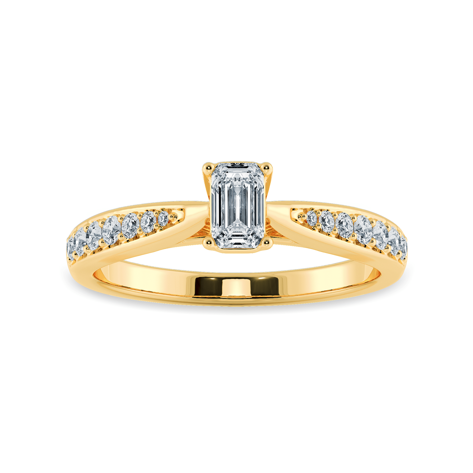 Jewelove™ Rings Women's Band only / VVS E 50-Pointer Emerald Cut Solitaire Diamond Shank 18K Yellow Gold Ring JL AU 1280Y-A