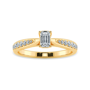 Jewelove™ Rings Women's Band only / VVS E 50-Pointer Emerald Cut Solitaire Diamond Shank 18K Yellow Gold Ring JL AU 1280Y-A