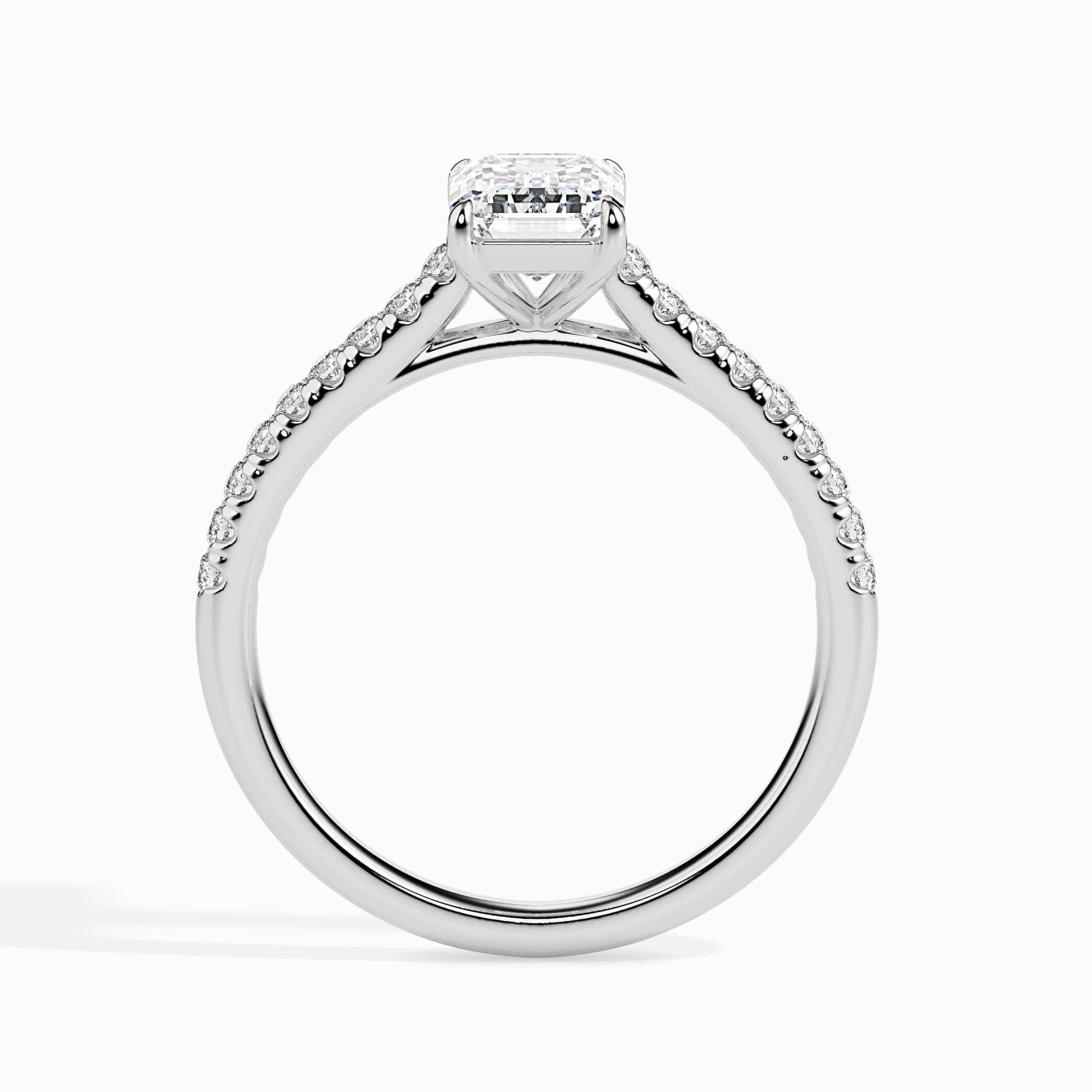 Jewelove™ Rings E VVS / Women's Band only 50-Pointer Emerald Cut Solitaire Diamond Shank Platinum Ring JL PT 19015-A