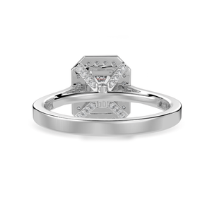 Jewelove™ Rings E VVS / Women's Band only 50-Pointer Emerald Cut Solitaire Halo Diamond Shank Platinum Ring JL PT 1304-A