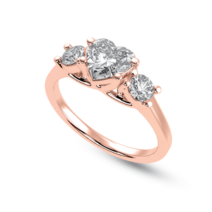 Jewelove™ Rings Women's Band only / VS I 50-Pointer Heart Cut Solitaire Diamond Accents 18K Rose Gold Ring JL AU 1233R-A