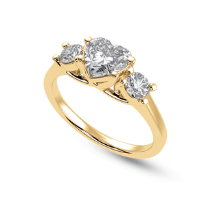 Jewelove™ Rings Women's Band only / VS I 50-Pointer Heart Cut Solitaire Diamond Accents 18K Yellow Gold Ring JL AU 1233Y-A