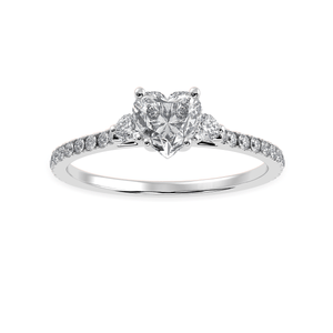 Jewelove™ Rings I VS / Women's Band only 50-Pointer Heart Cut Solitaire Diamond Accents Shank Platinum Ring JL PT 1243-A