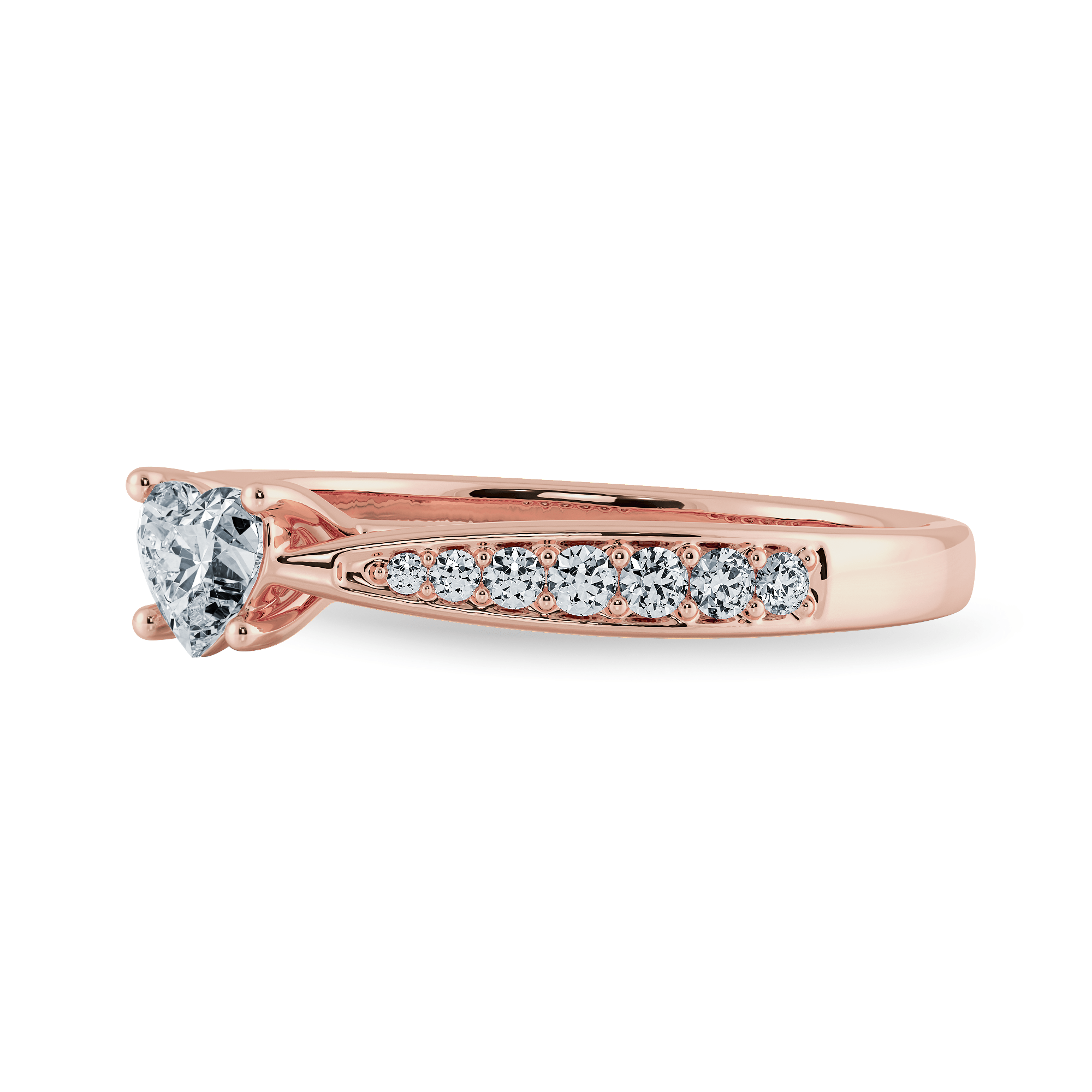 Jewelove™ Rings Women's Band only / VS I 50-Pointer Heart Cut Solitaire Diamond Shank 18K Rose Gold Ring JL AU 1281R-A