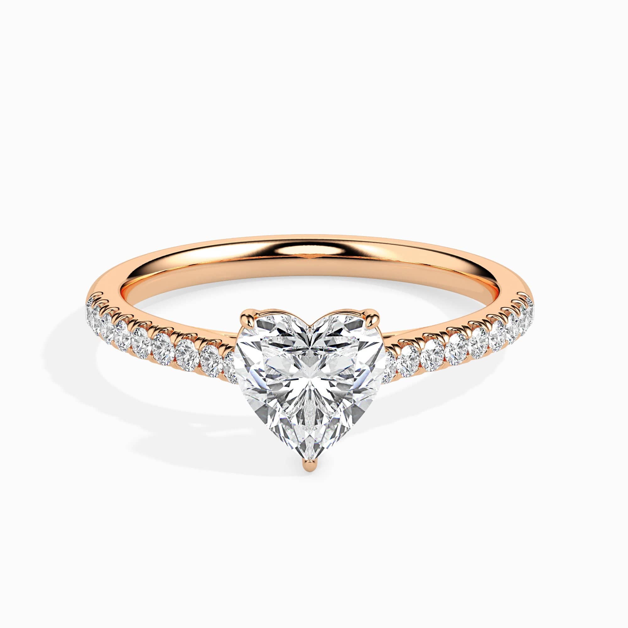 Jewelove™ Rings Women's Band only / VS I 50-Pointer Heart Cut Solitaire Diamond Shank 18K Rose Gold Ring JL AU 19018R-A