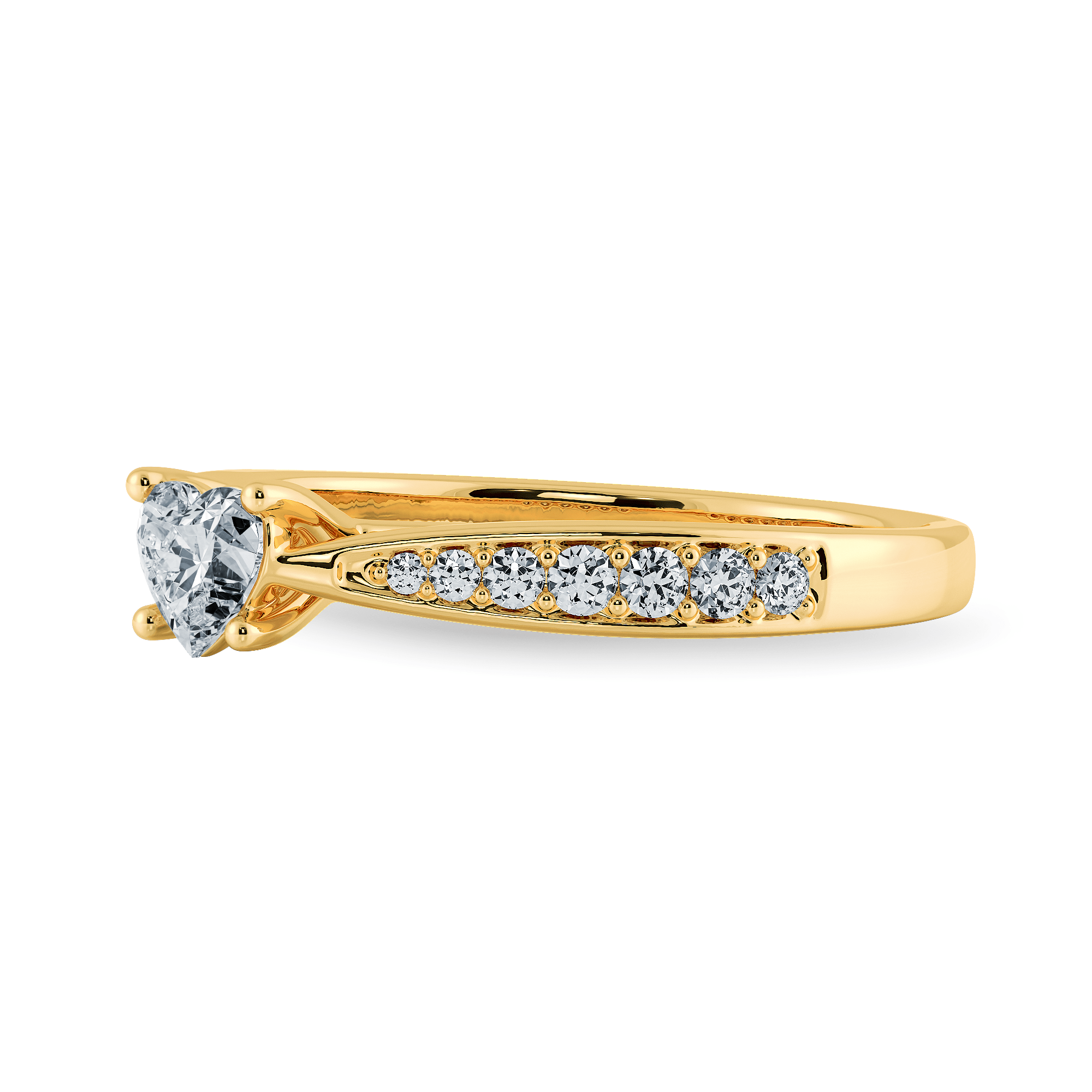 Jewelove™ Rings Women's Band only / VS I 50-Pointer Heart Cut Solitaire Diamond Shank 18K Yellow Gold Ring JL AU 1281Y-A