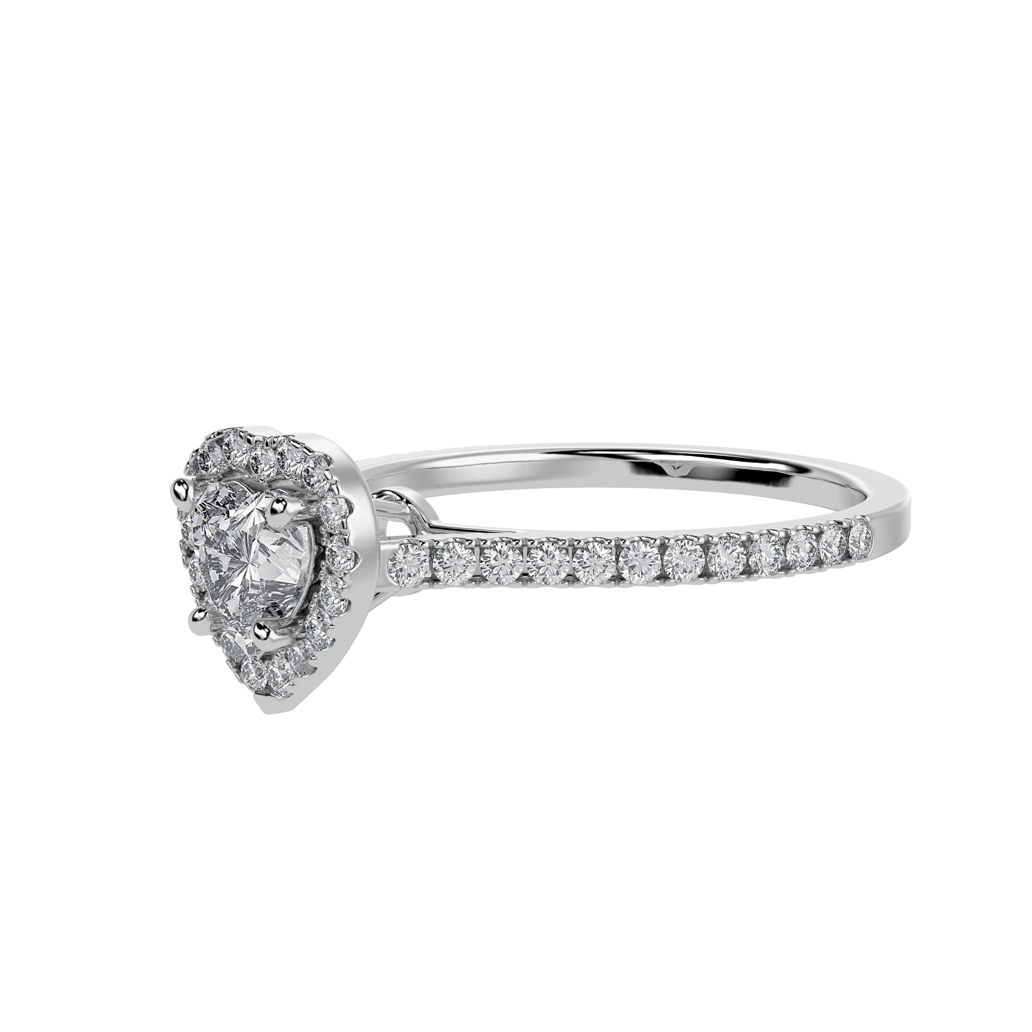 Jewelove™ Rings I VS / Women's Band only 50-Pointer Heart Cut Solitaire Halo Diamond Shank Platinum Ring JL PT 1289-A