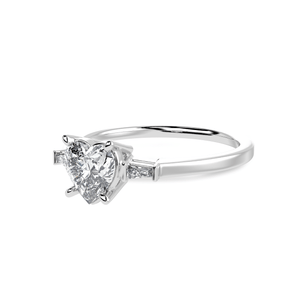 Jewelove™ Rings I VS / Women's Band only 50-Pointer Heart Cut Solitaire with Baguette Diamond Accents Platinum Ring JL PT 1225-A