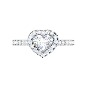 Jewelove™ Rings I VS / Women's Band only 50-Pointer Heart Solitaire Halo Diamond Shank Platinum Ring JL PT RH HS 139-A