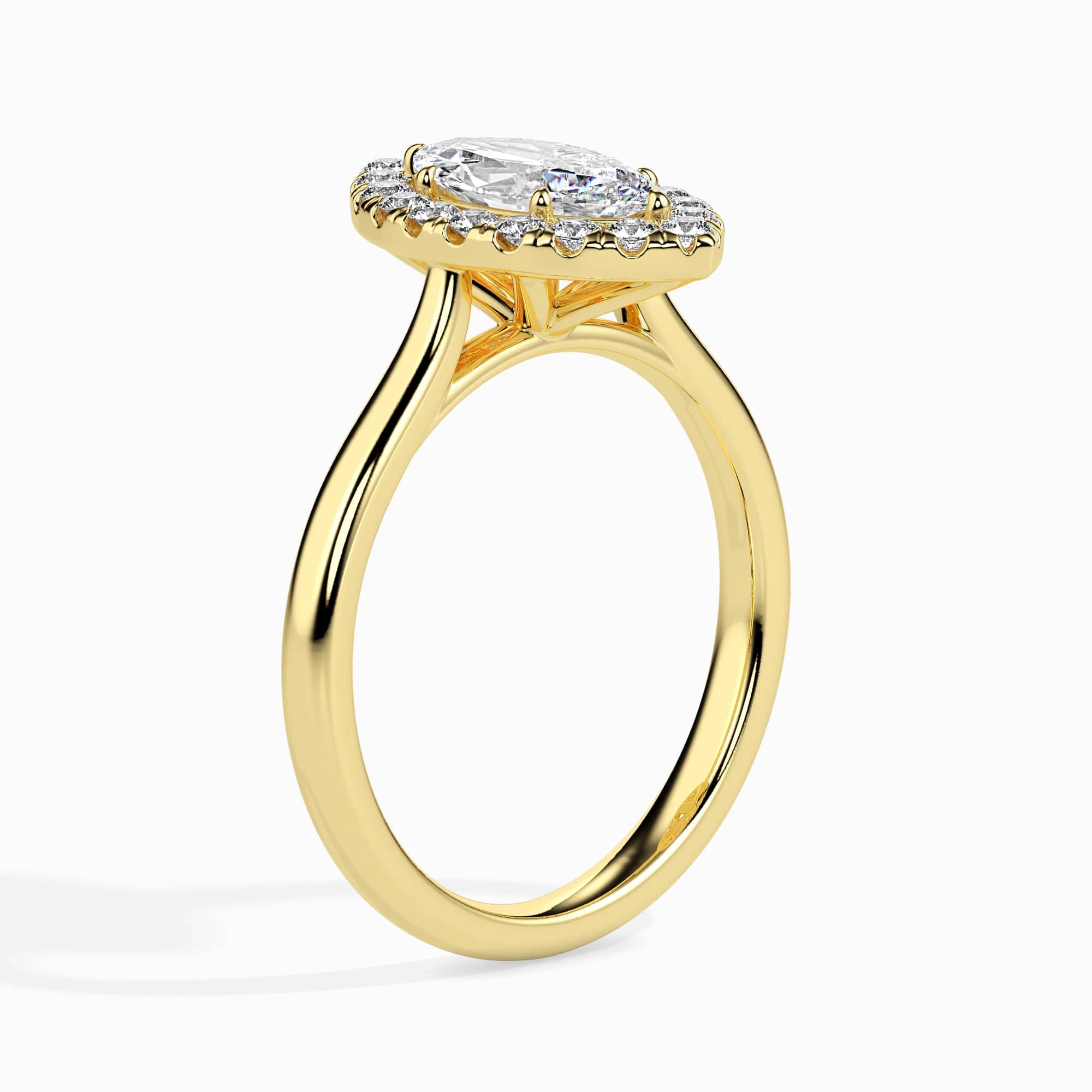 Jewelove™ Rings Women's Band only / VS I 50-Pointer Marquise Cut Solitaire Halo Diamond 18K Yellow Gold Ring JL AU 19029Y-A