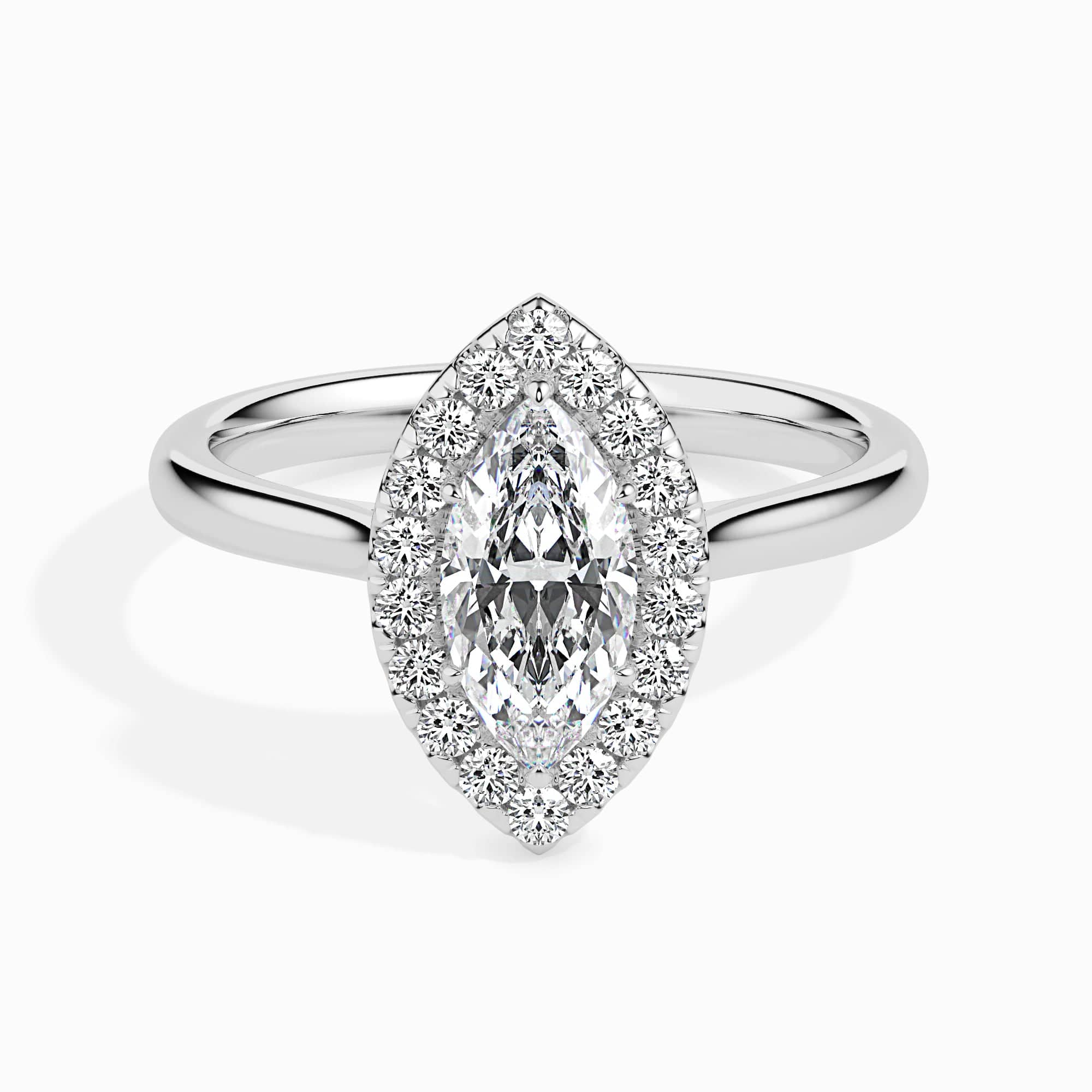 Jewelove™ Rings I VS / Women's Band only 50-Pointer Marquise Cut Solitaire Halo Diamond Platinum Ring JL PT 19029-A