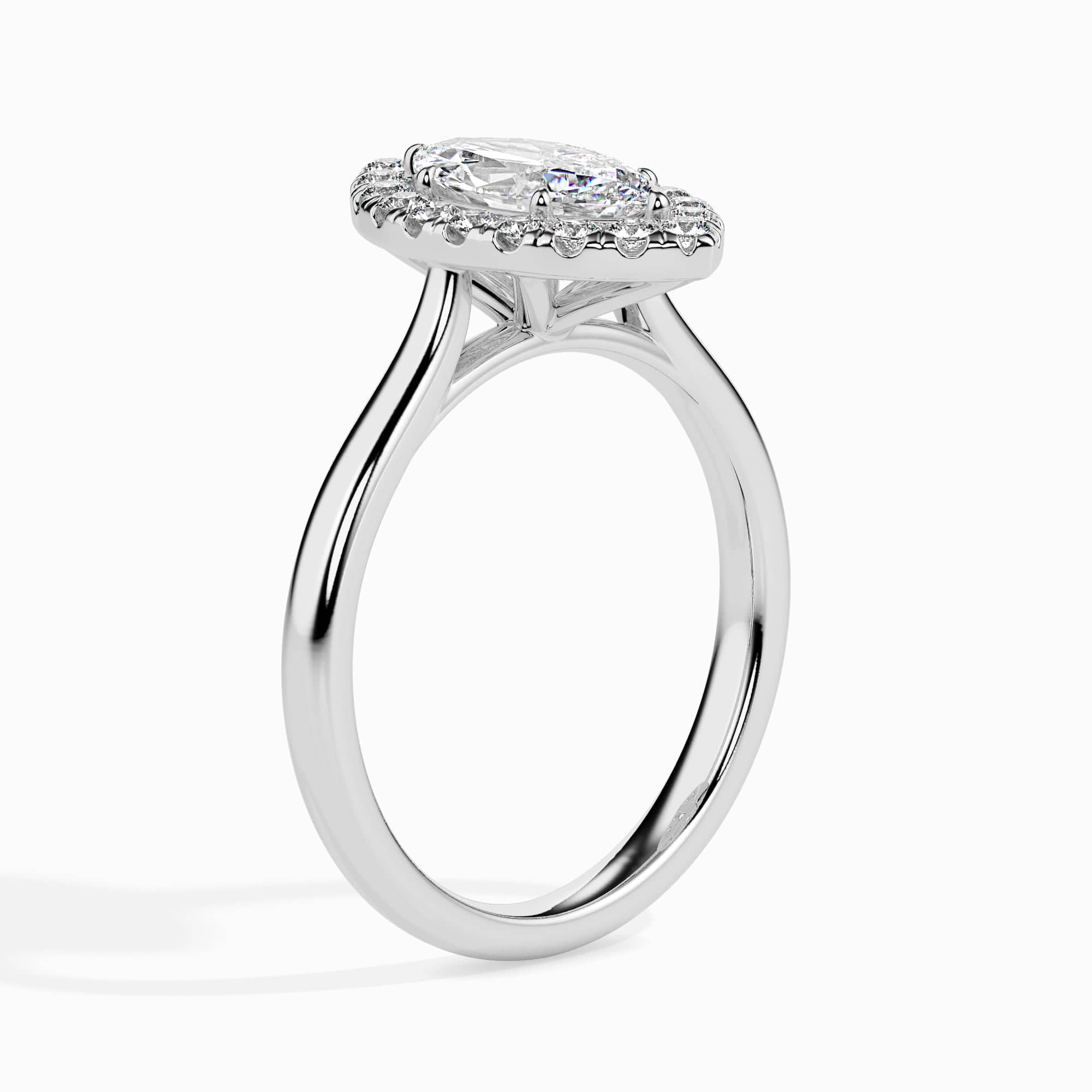 Jewelove™ Rings I VS / Women's Band only 50-Pointer Marquise Cut Solitaire Halo Diamond Platinum Ring JL PT 19029-A