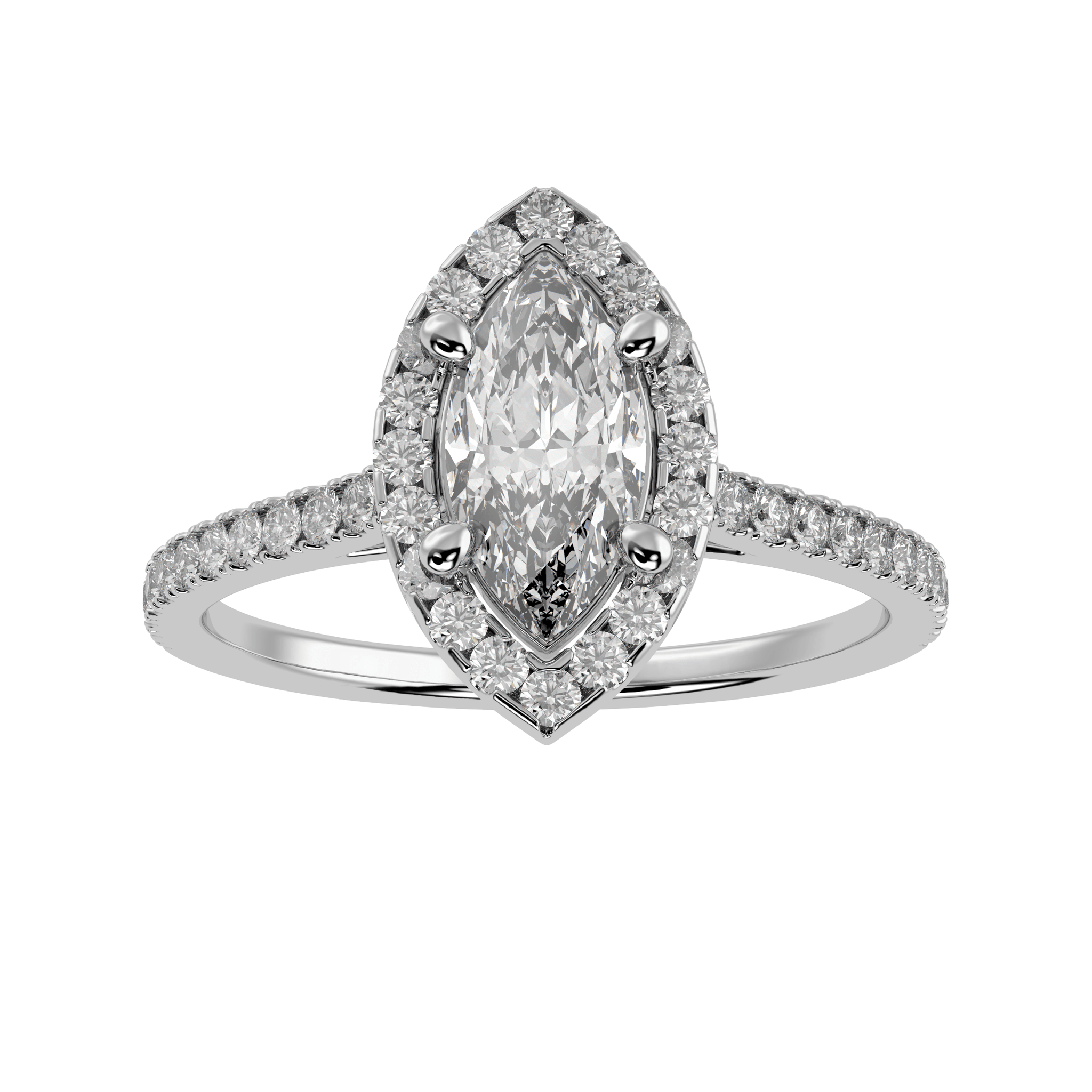 Jewelove™ Rings I VS / Women's Band only 50-Pointer Marquise Cut Solitaire Halo Diamond Shank Platinum Ring JL PT 1176-A