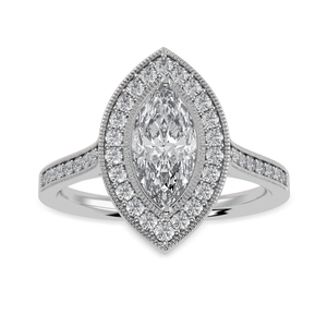 Jewelove™ Rings I VS / Women's Band only 50-Pointer Marquise Cut Solitaire Halo Diamond Shank Platinum Ring JL PT 1326-A