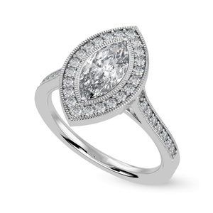 Jewelove™ Rings I VS / Women's Band only 50-Pointer Marquise Cut Solitaire Halo Diamond Shank Platinum Ring JL PT 1326-A