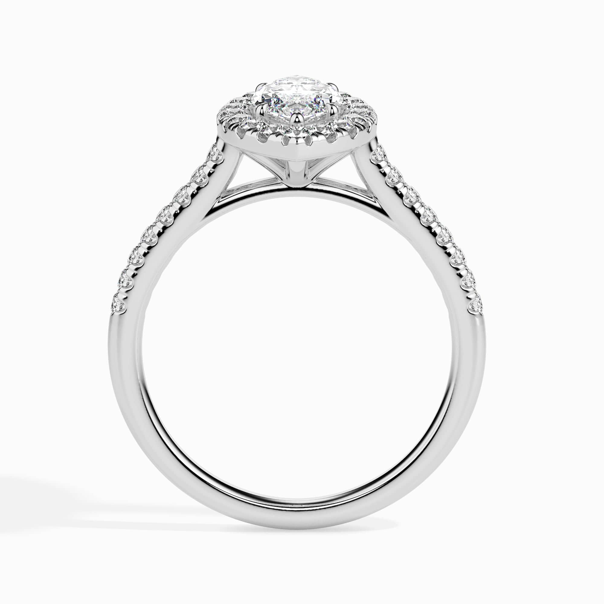 Jewelove™ Rings I VS / Women's Band only 50-Pointer Marquise Cut Solitaire Halo Diamond Shank Platinum Ring JL PT 19039-A