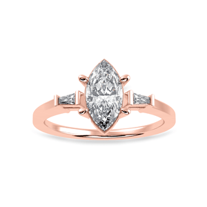 Jewelove™ Rings Women's Band only / VS I 50-Pointer Marquise Cut Solitaire with Baguette Diamond Accents 18K Rose Gold Ring JL AU 1228R-A