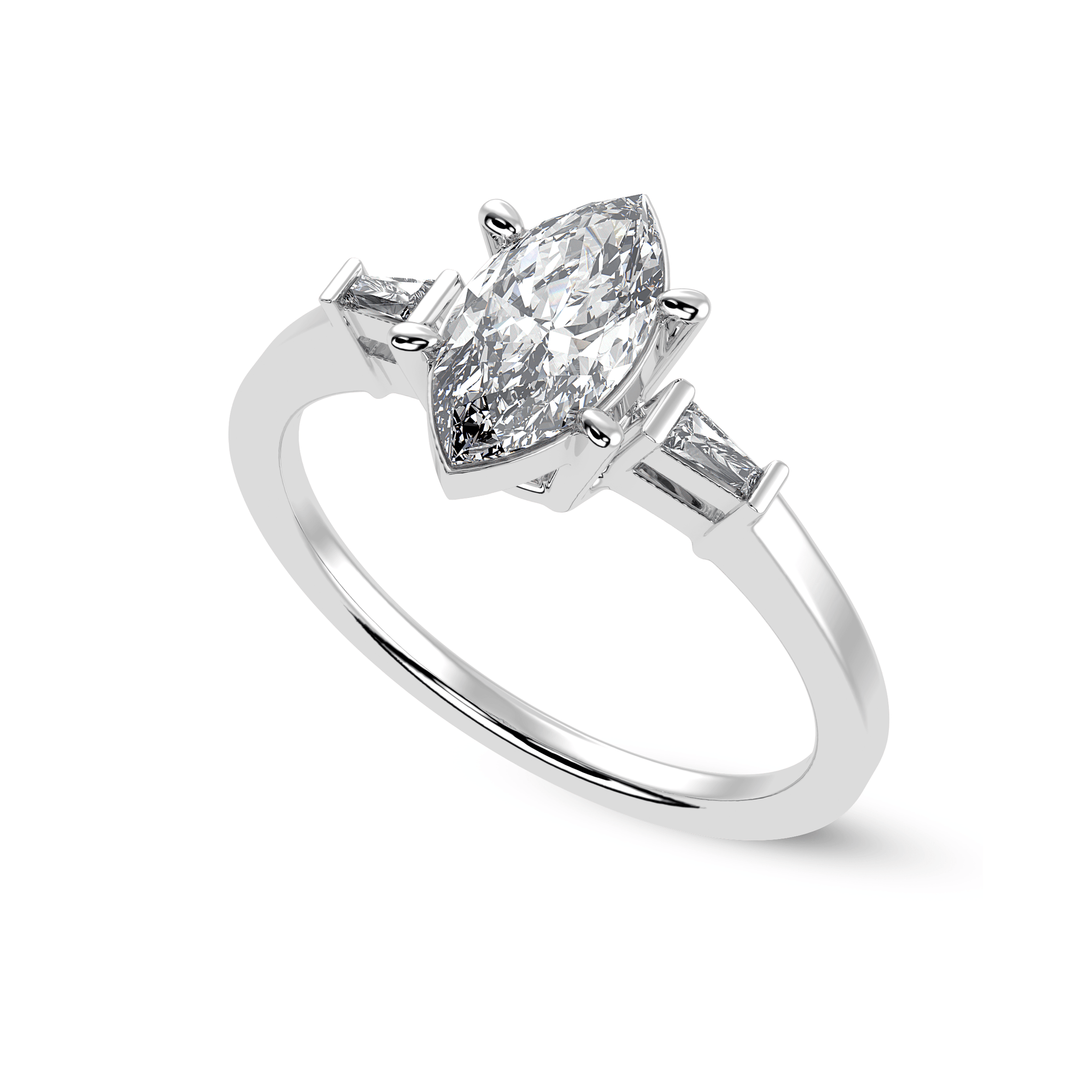 Jewelove™ Rings I VS / Women's Band only 50-Pointer Marquise Cut Solitaire with Baguette Diamond Platinum Ring JL PT 1228-A