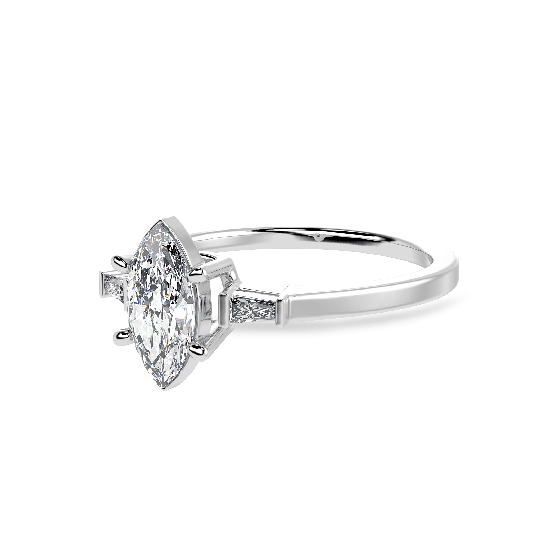 Jewelove™ Rings I VS / Women's Band only 50-Pointer Marquise Cut Solitaire with Baguette Diamond Platinum Ring JL PT 1228-A