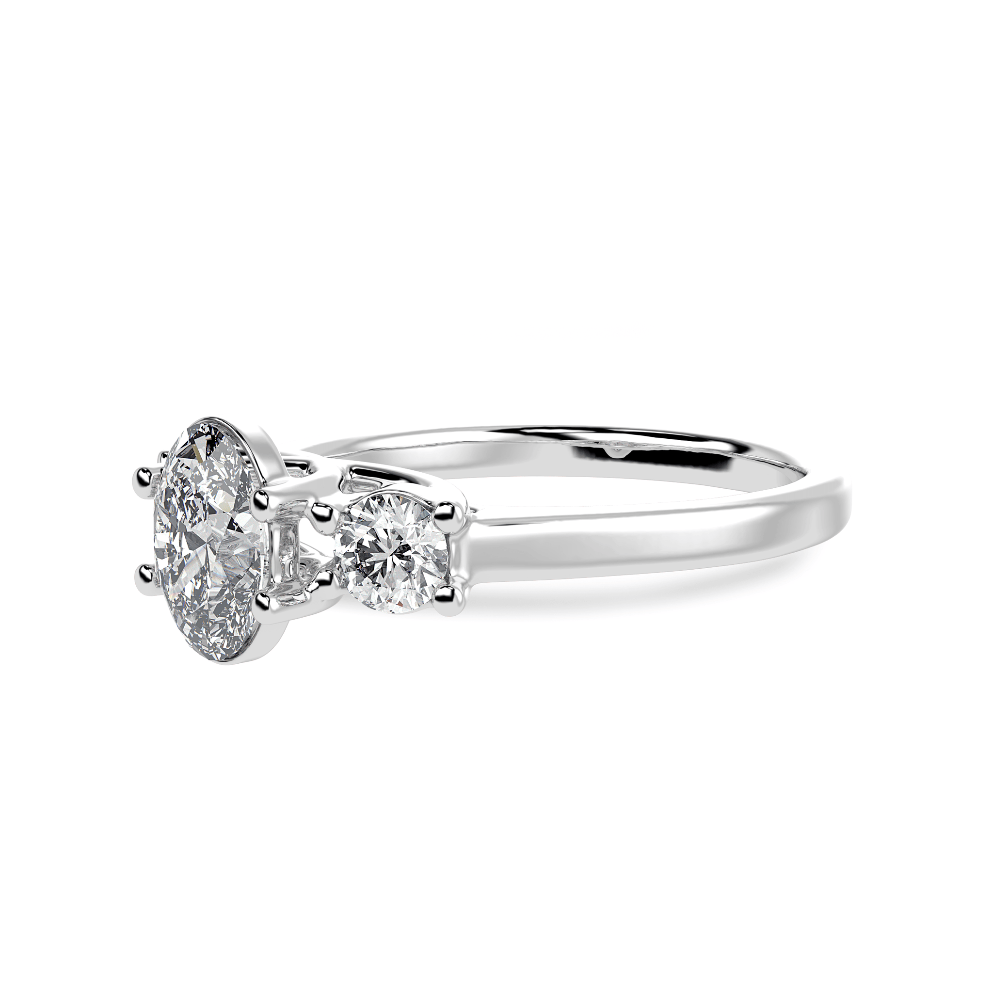 Jewelove™ Rings I VS / Women's Band only 50-Pointer Oval Cut Solitaire Diamond Accents Platinum Ring JL PT 1234-A