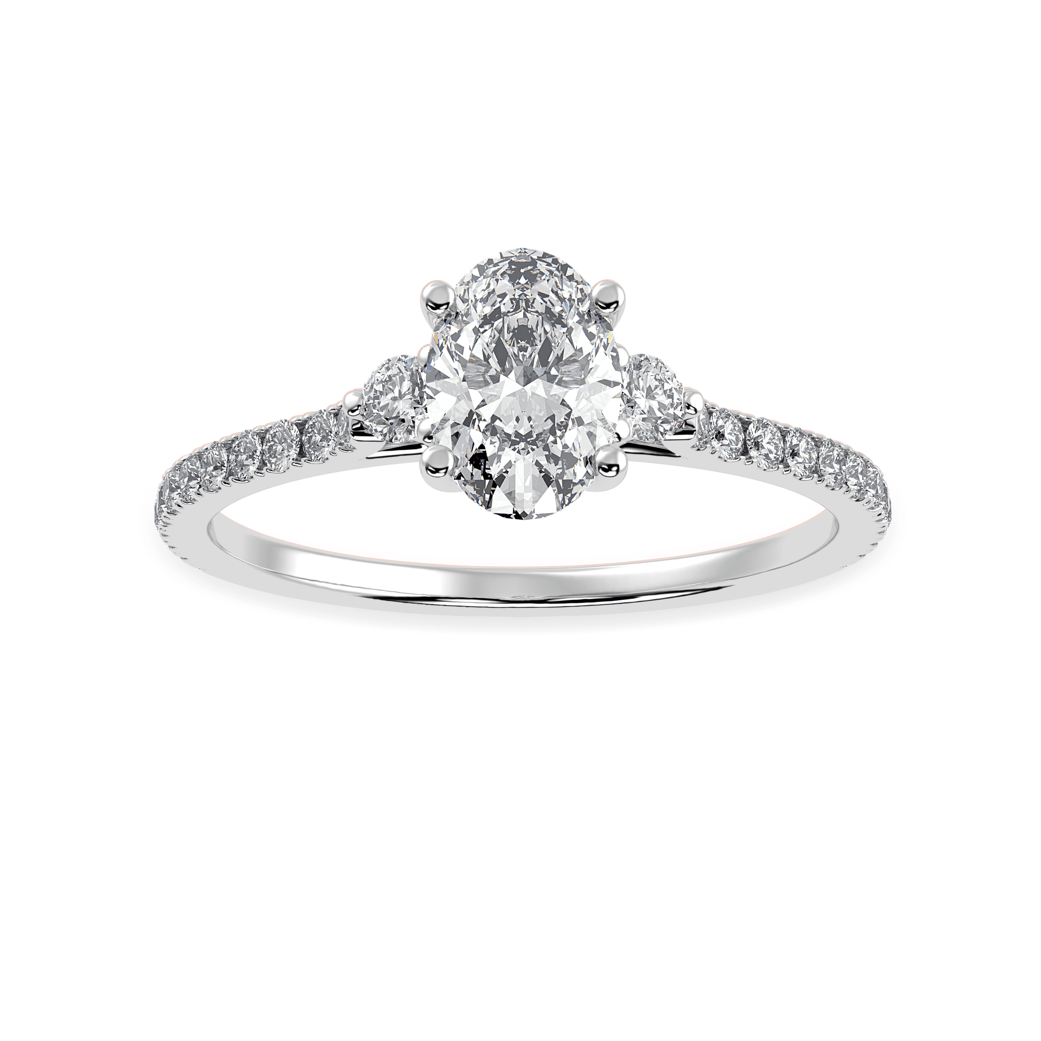 Jewelove™ Rings I VS / Women's Band only 50-Pointer Oval Cut Solitaire Diamond Accents Shank Platinum Ring JL PT 1244-A