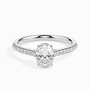 Jewelove™ Rings I VS / Women's Band only 50-Pointer Oval Cut Solitaire Diamond Shank Platinum Ring JL PT 19014-A