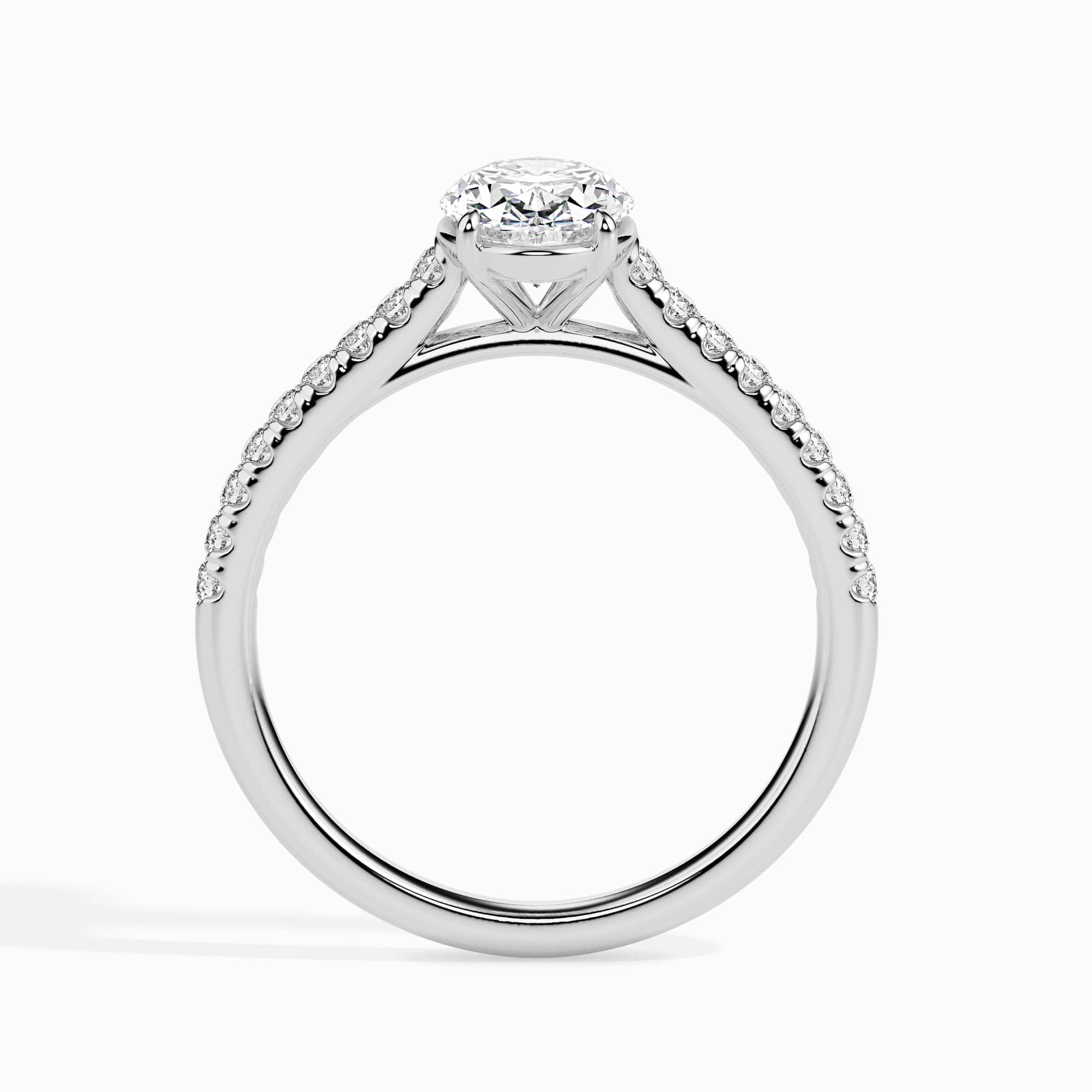 Jewelove™ Rings I VS / Women's Band only 50-Pointer Oval Cut Solitaire Diamond Shank Platinum Ring JL PT 19014-A