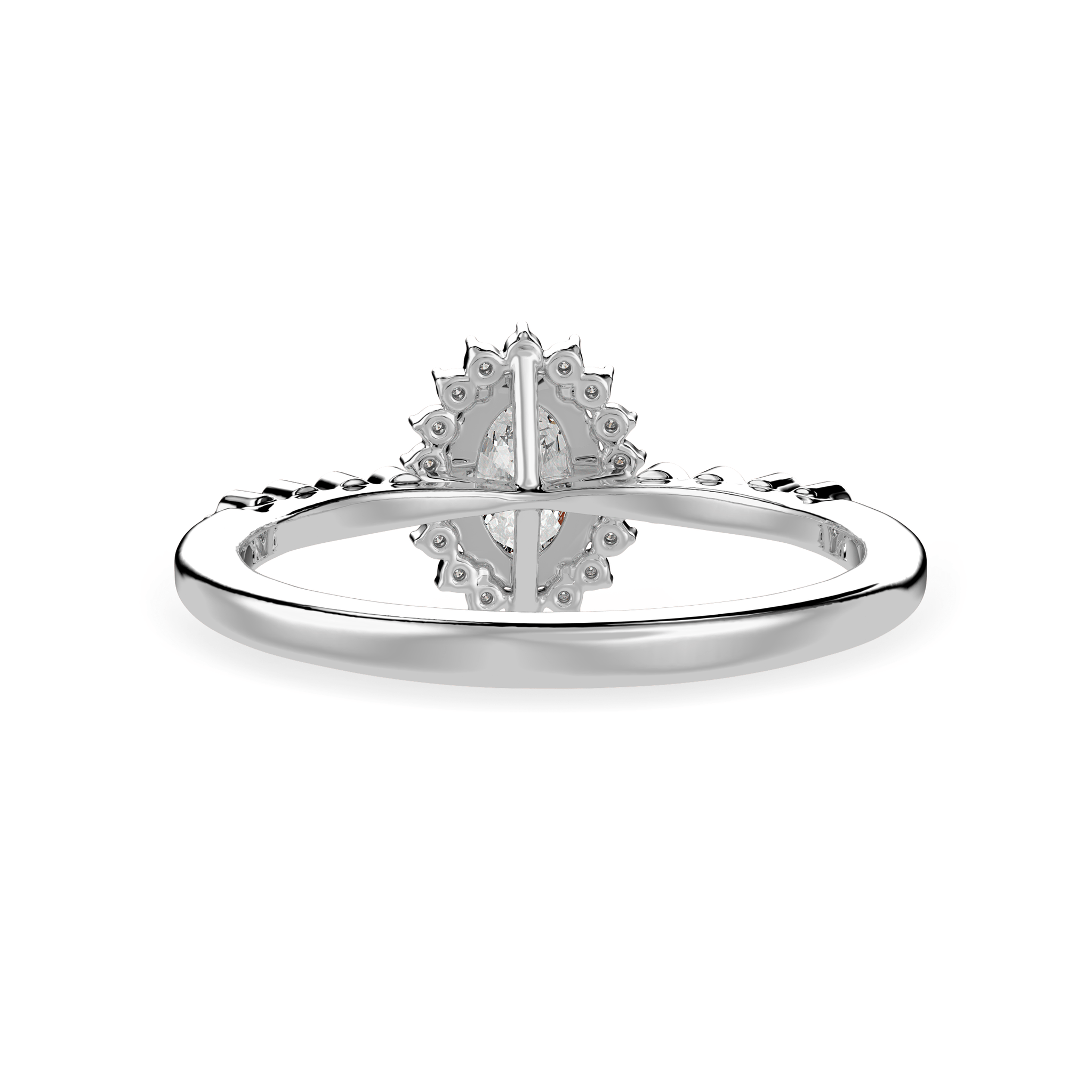 Jewelove™ Rings I VS / Women's Band only 50-Pointer Oval Cut Solitaire Halo Diamond Shank Platinum Ring JL PT 1252-A