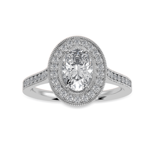 Jewelove™ Rings I VS / Women's Band only 50-Pointer Oval Cut Solitaire Halo Diamond Shank Platinum Ring JL PT 1325-A