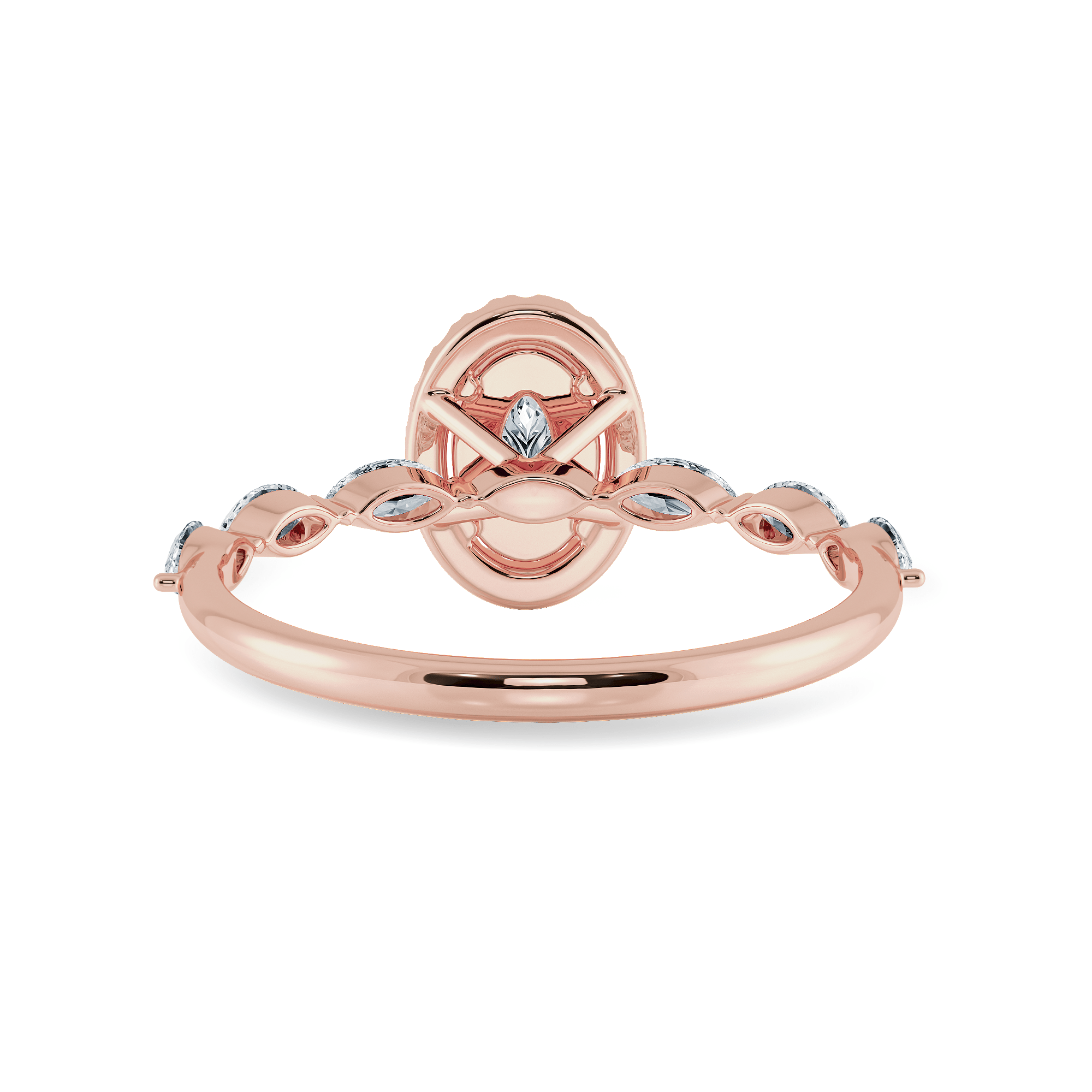 Jewelove™ Rings VS I 50-Pointer Oval Cut Solitaire Halo Diamonds with Marquise Cut Accents 18K Rose Gold Ring JL AU 1275R-A