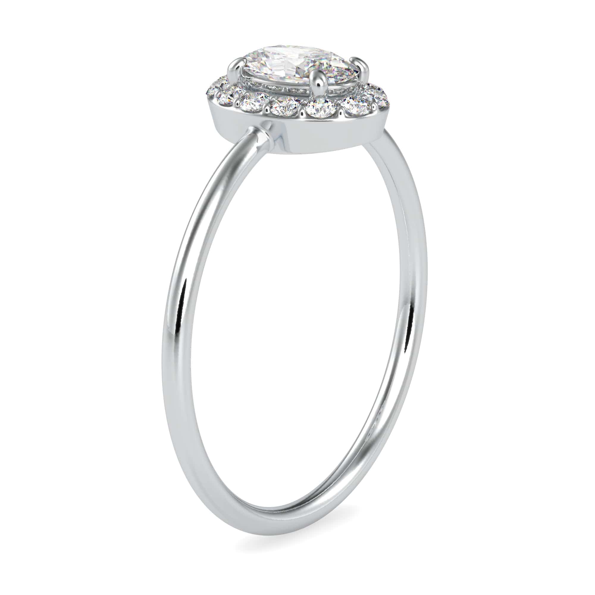 Jewelove™ Rings VS I / Women's Band only 50-Pointer Oval Cut Solitaire Platinum Halo Diamond Ring JL PT 0626-A