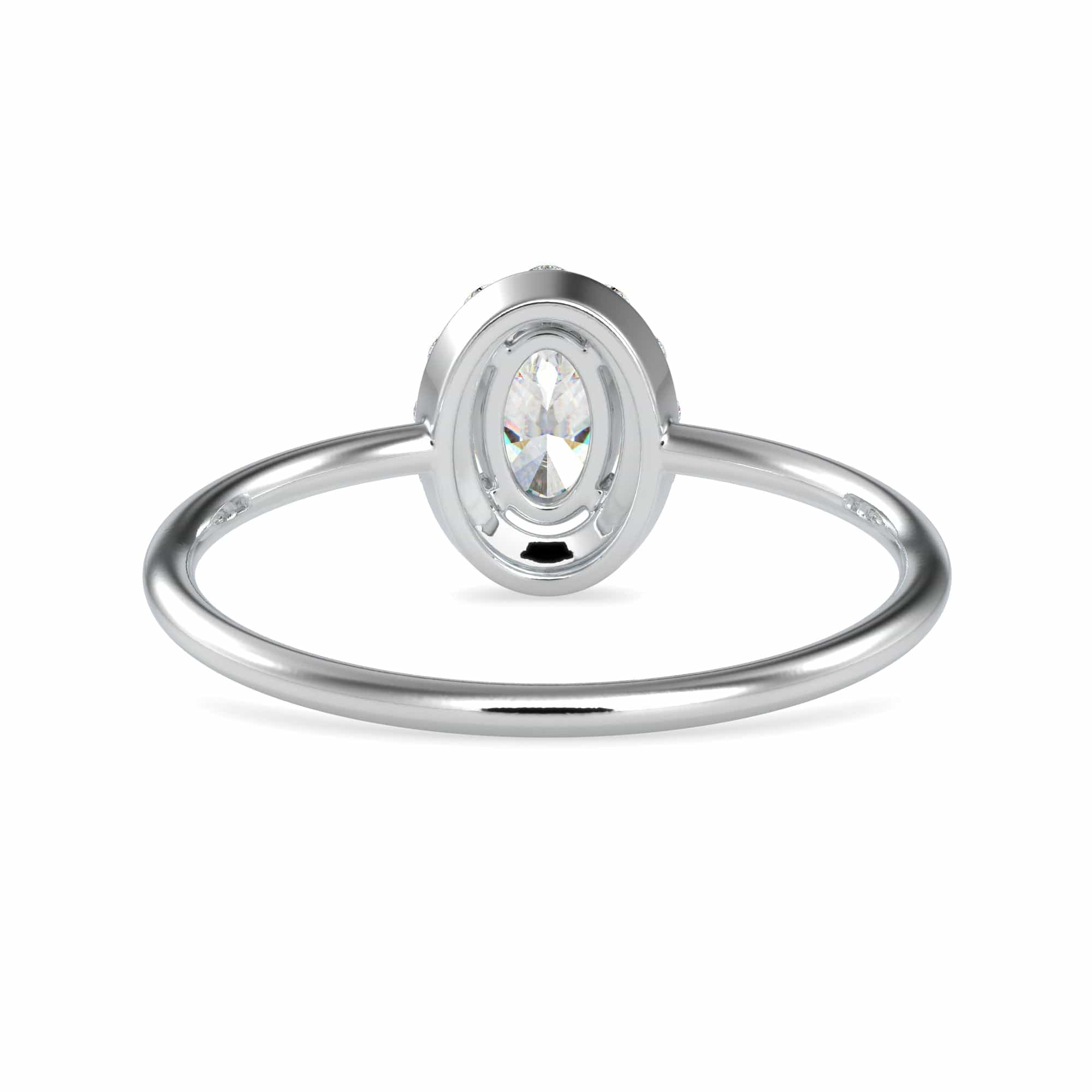 Jewelove™ Rings VS I / Women's Band only 50-Pointer Oval Cut Solitaire Platinum Halo Diamond Ring JL PT 0626-A