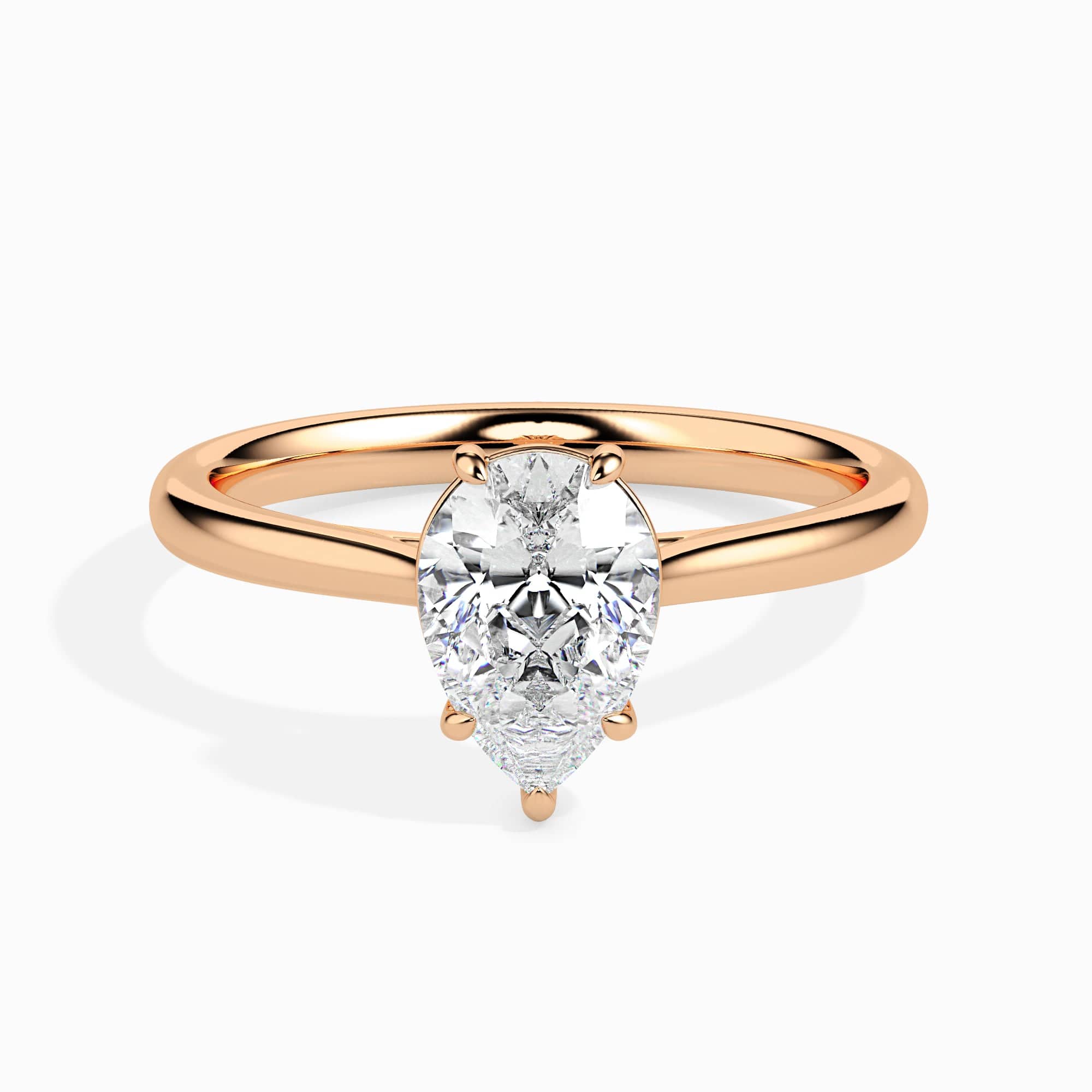 Jewelove™ Rings Women's Band only / VS I 50-Pointer Pear Cut Solitaire Diamond 18K Rose Gold Ring JL AU 19010R-A