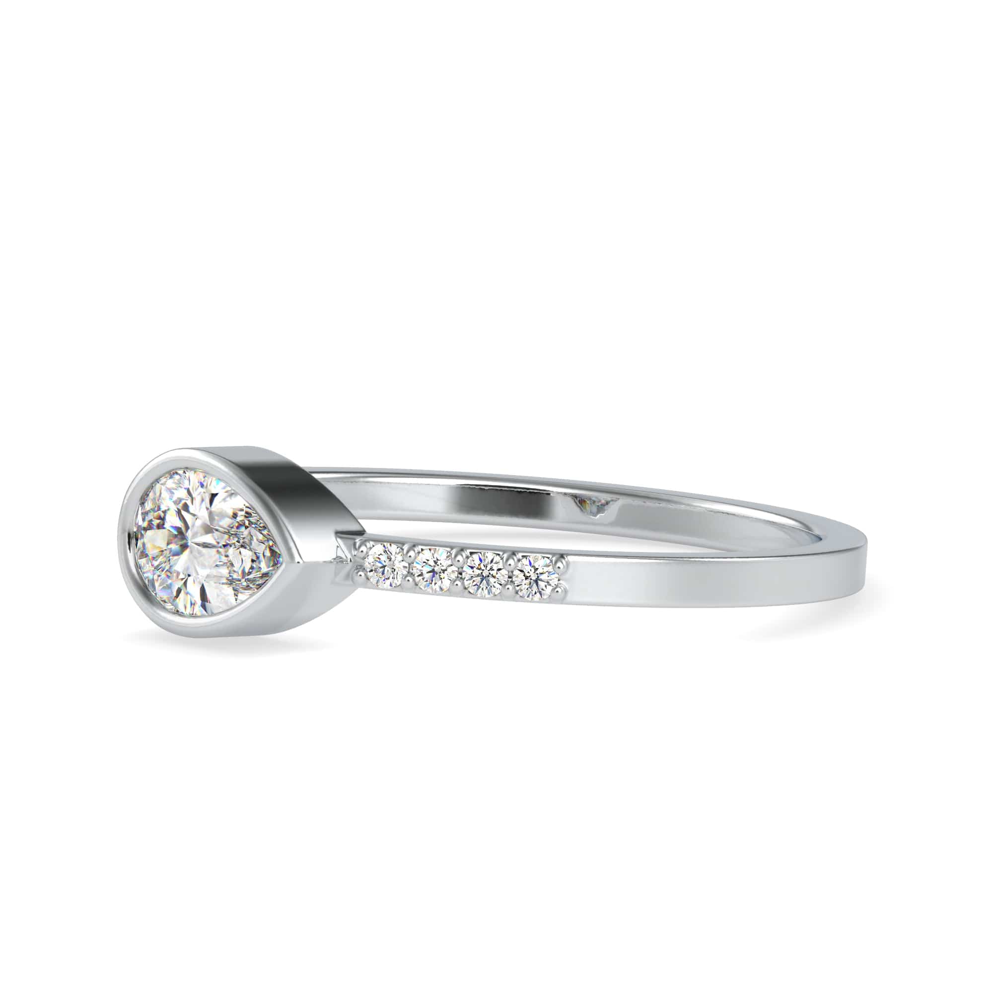 Jewelove™ Rings VS I / Women's Band only 50-Pointer Pear Cut Solitaire Diamond Accents Platinum Ring JL PT 0682-A