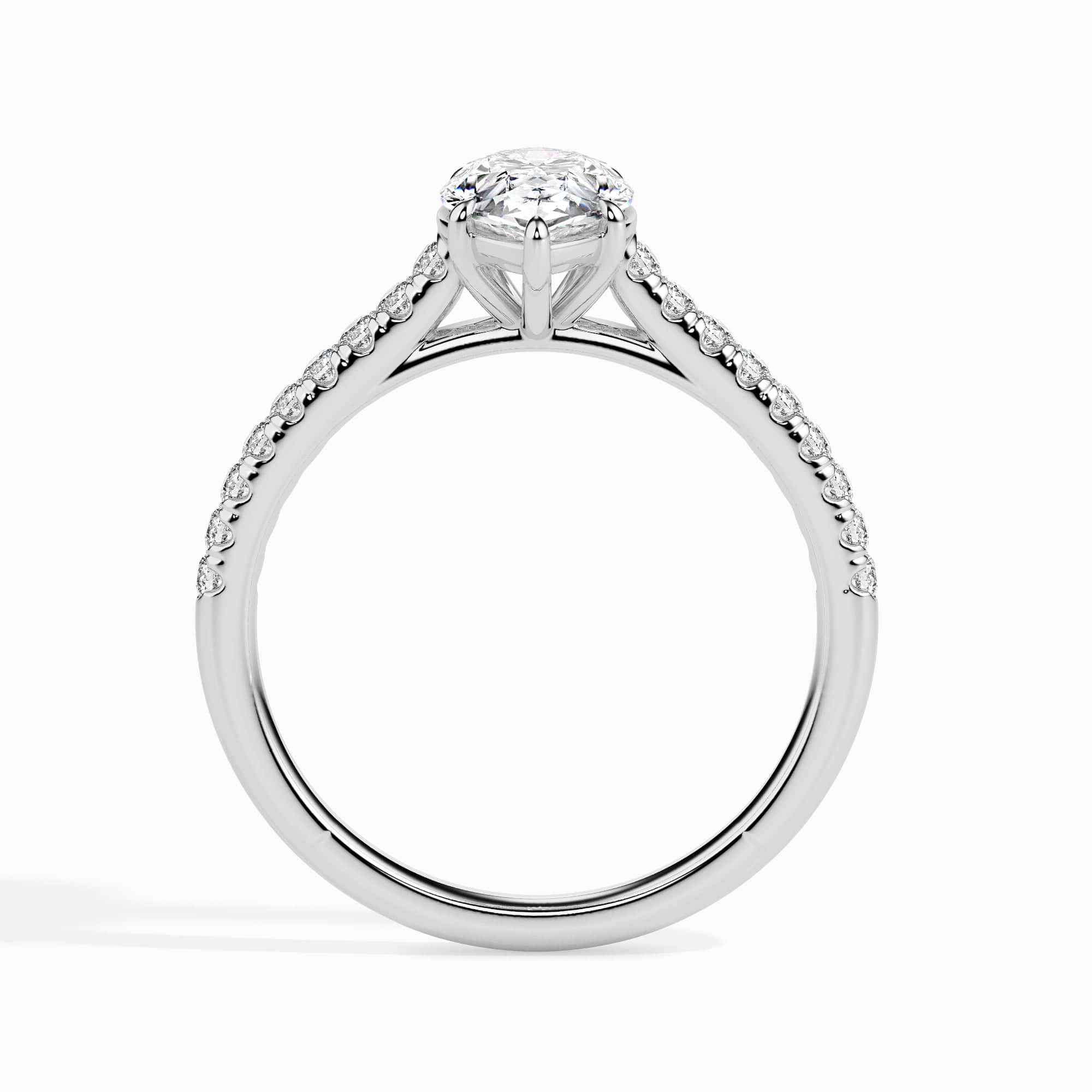 Jewelove™ Rings I VS / Women's Band only 50-Pointer Pear Cut Solitaire Diamond Shank Platinum Ring JL PT 19020-A