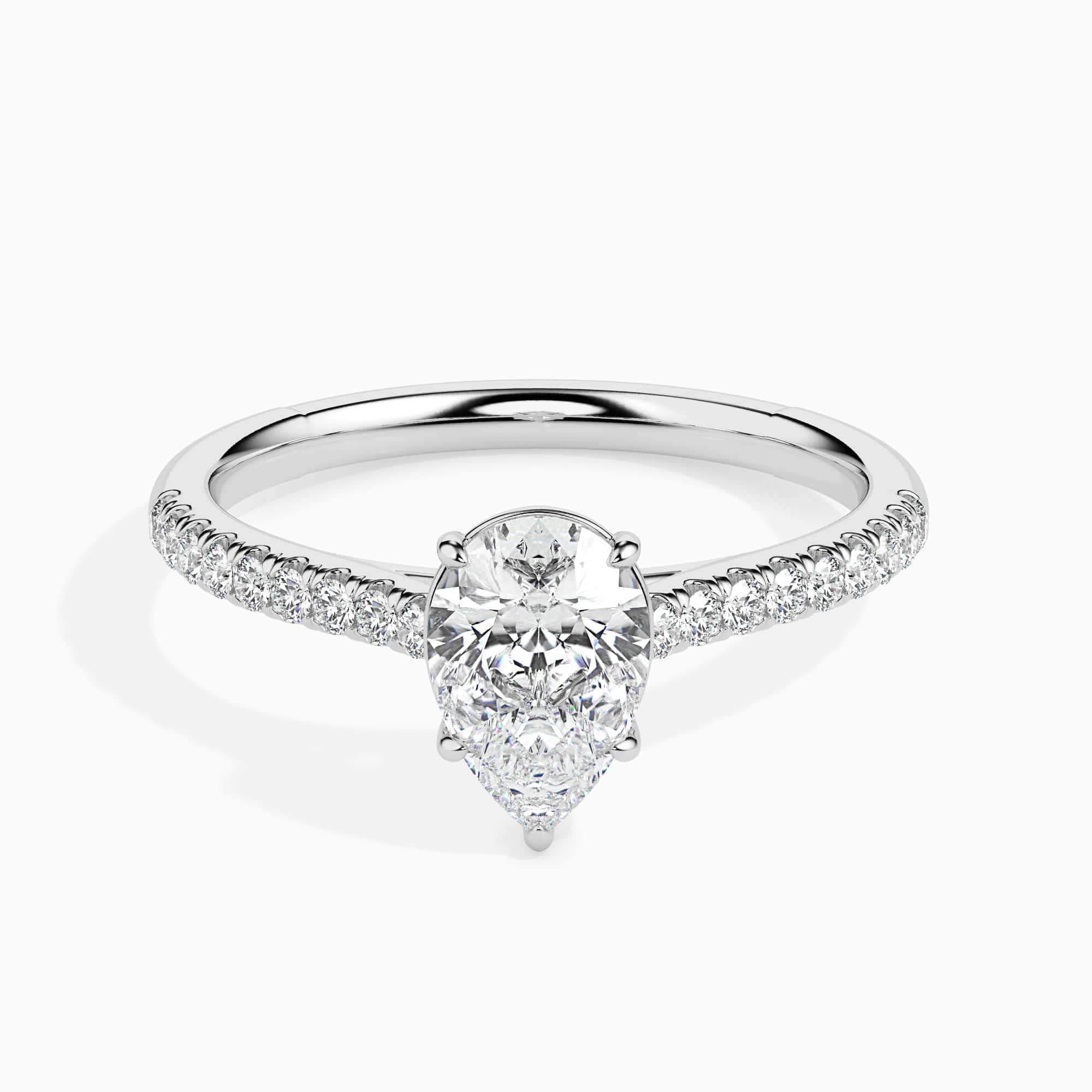 Jewelove™ Rings I VS / Women's Band only 50-Pointer Pear Cut Solitaire Diamond Shank Platinum Ring JL PT 19020-A