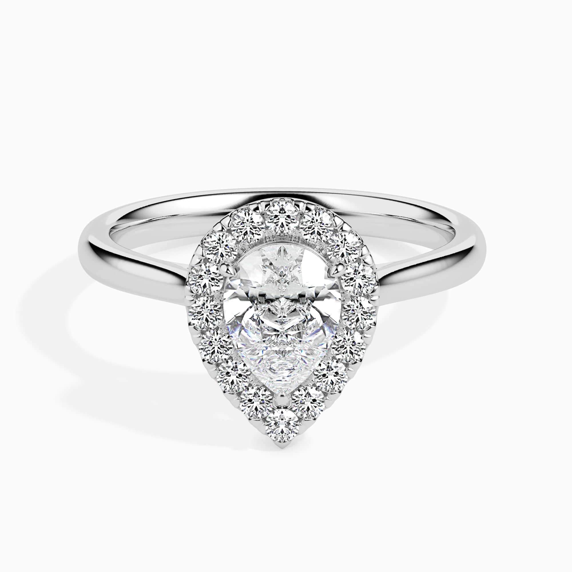 Jewelove™ Rings I VS / Women's Band only 50-Pointer Pear Cut Solitaire Halo Diamond Platinum Ring JL PT 19030-A