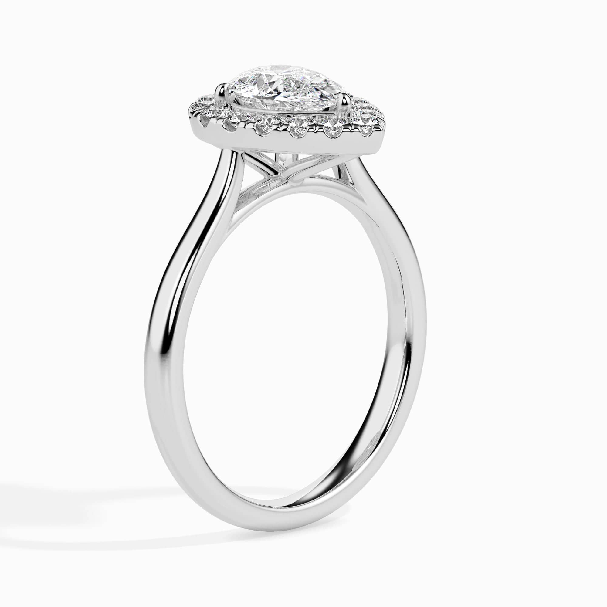 Jewelove™ Rings I VS / Women's Band only 50-Pointer Pear Cut Solitaire Halo Diamond Platinum Ring JL PT 19030-A