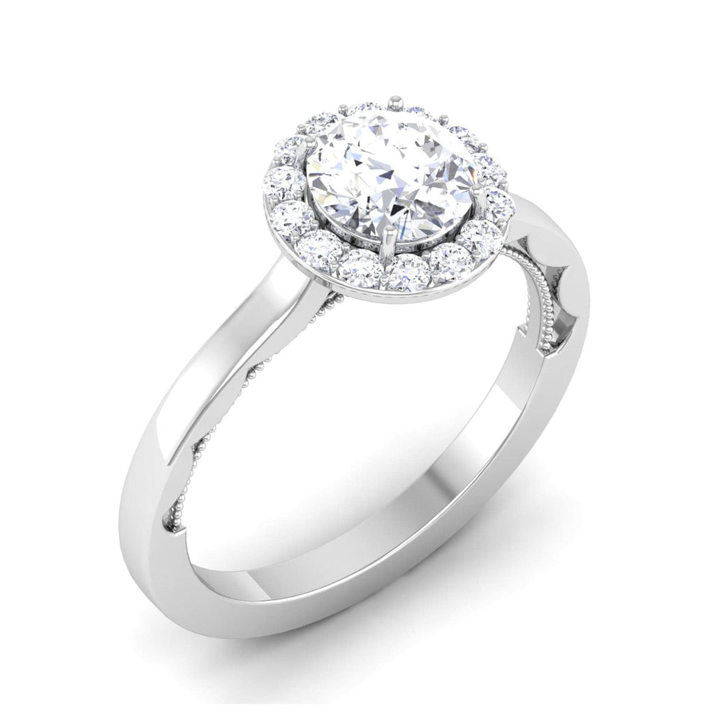 Jewelove™ Rings J VS / Women's Band only 50 Pointer Platinum Diamond Halo Solitaire Engagement Ring JL PT 6590