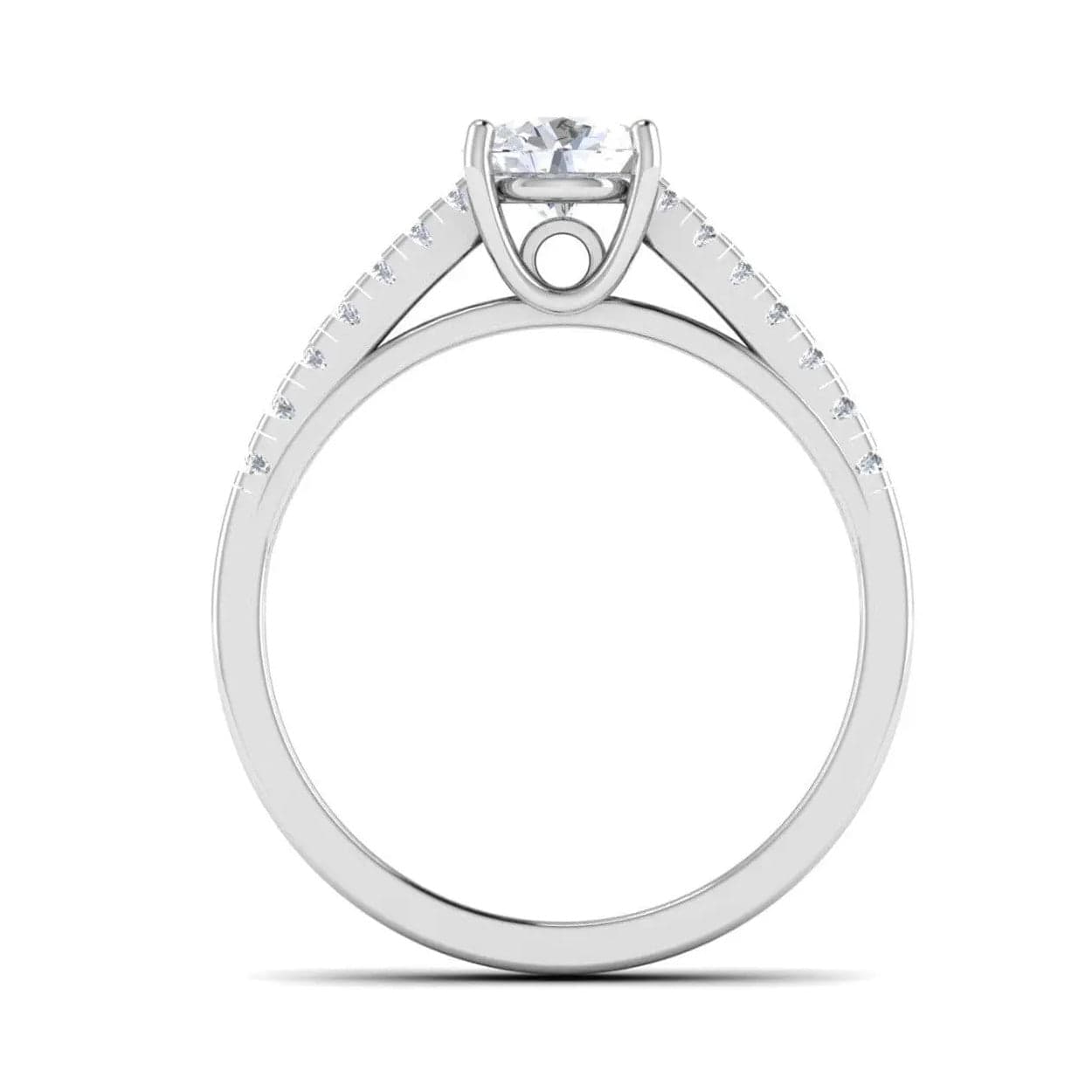 Jewelove™ Rings Women's Band only 50 Pointer Platinum Diamond Solitaire Ring with Diamond Shank For Women JL PT 485