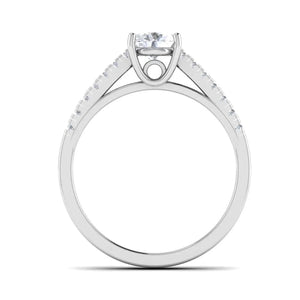 Jewelove™ Rings Women's Band only 50 Pointer Platinum Diamond Solitaire Ring with Diamond Shank For Women JL PT 485