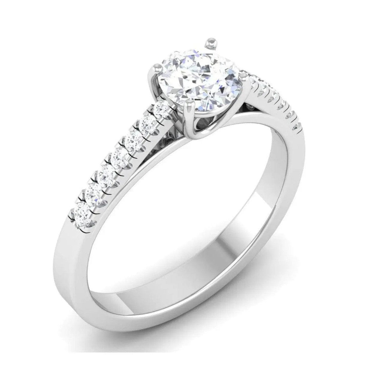 Jewelove™ Rings Women's Band only 50 Pointer Platinum Diamond Solitaire Ring with Diamond Shank For Women JL PT 485