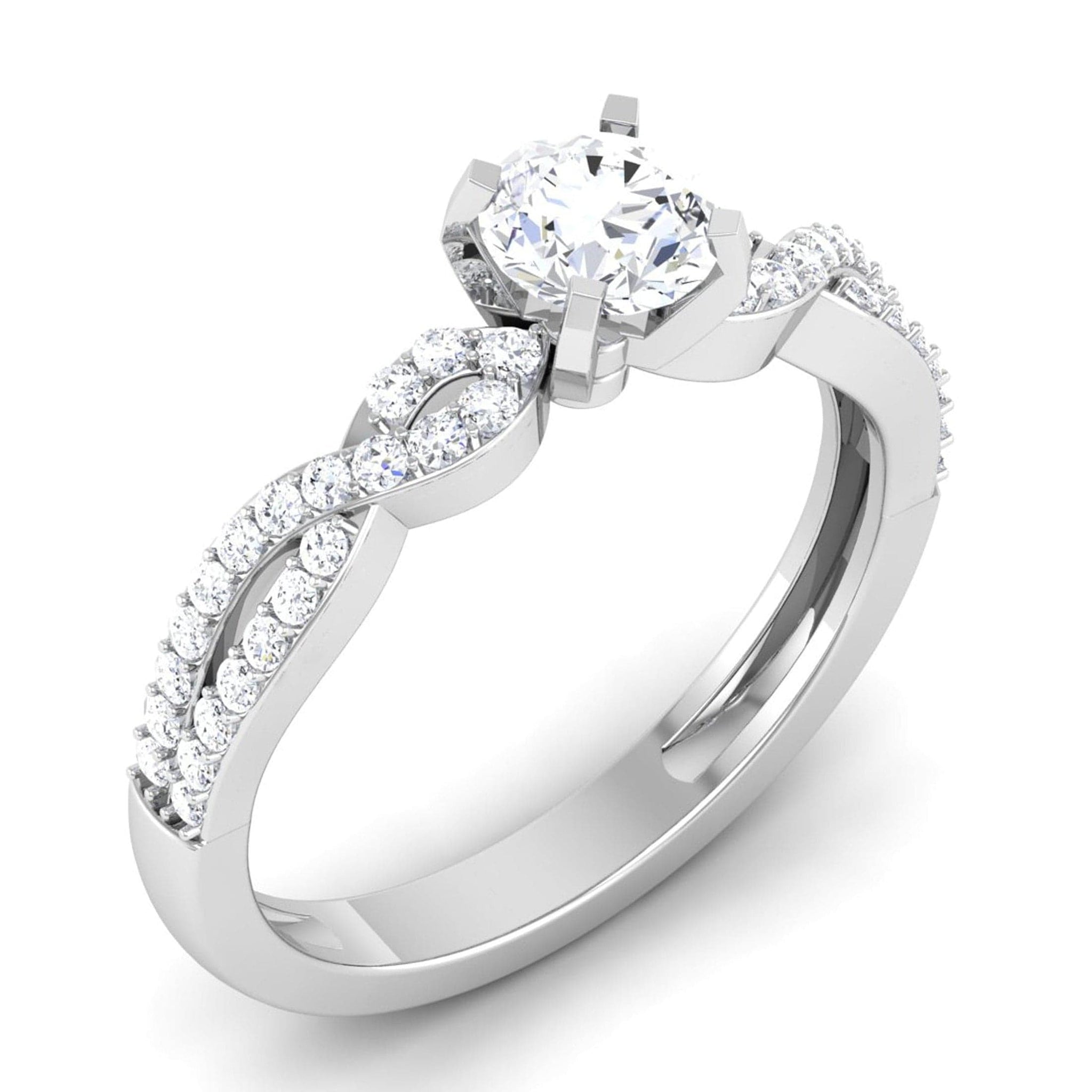 Jewelove™ Rings J VS / Women's Band only 50-Pointer Platinum Double Shank Diamond Solitaire Engagement Ring JL PT 6994-A