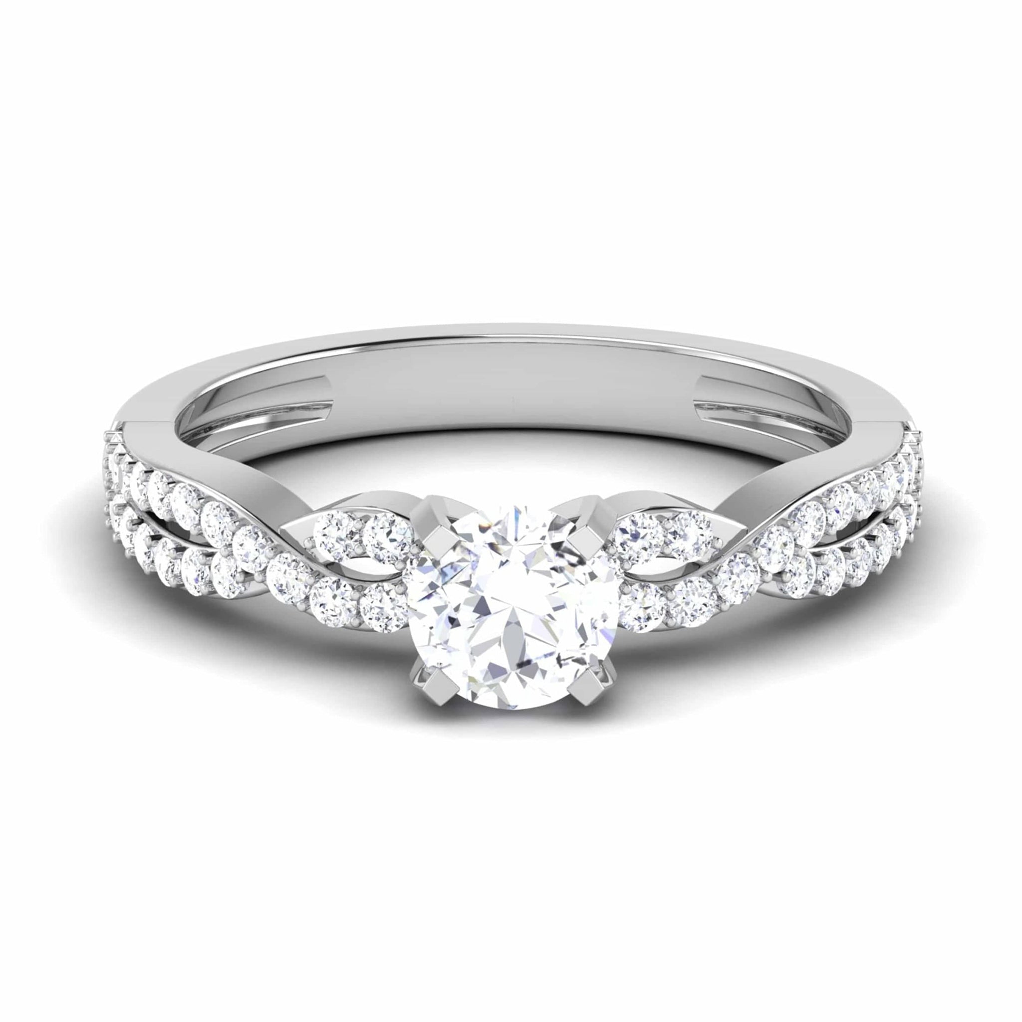 Jewelove™ Rings J VS / Women's Band only 50-Pointer Platinum Double Shank Diamond Solitaire Engagement Ring JL PT 6994-A